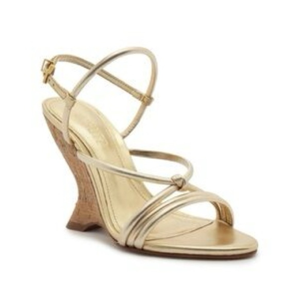 Schutz DARYL METALLIC LEATHER SANDAL Size 9.5 Gold Napa Leather